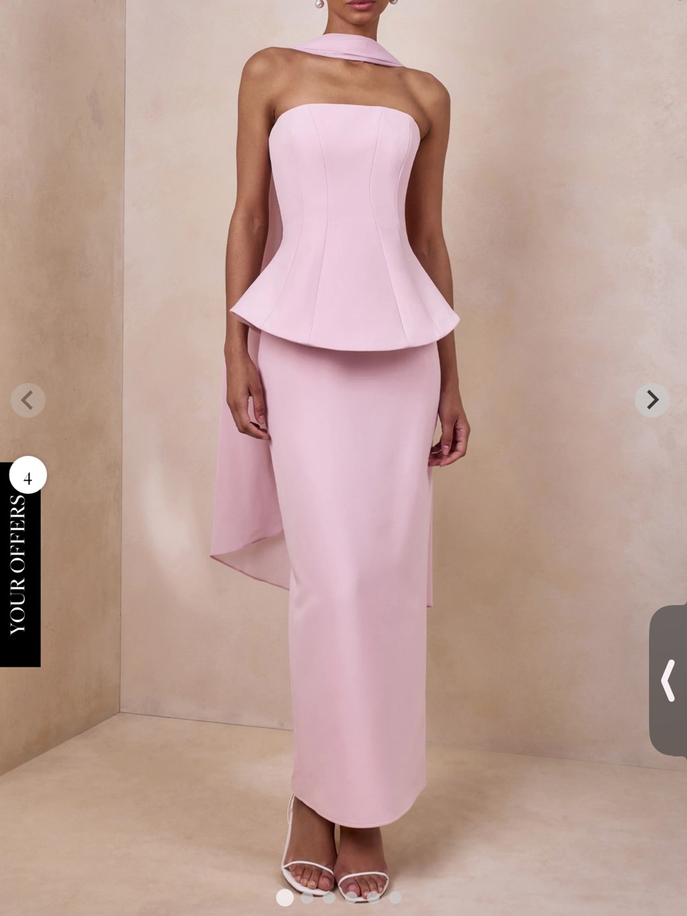 CLUB L - FARRON Light Pink Bandeau Corset Maxi Dress MISSING NECK SCARF